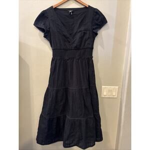 Paige Dress Womens Size Large Tank Tiered Broomstick Ballet Ruffles Midi Black